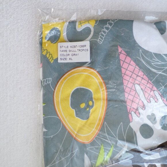 Micros Skull Pineapple Avocado Ice Cream Swim Trunks, Mesh Pockets Drawstring - Picture 9 of 11